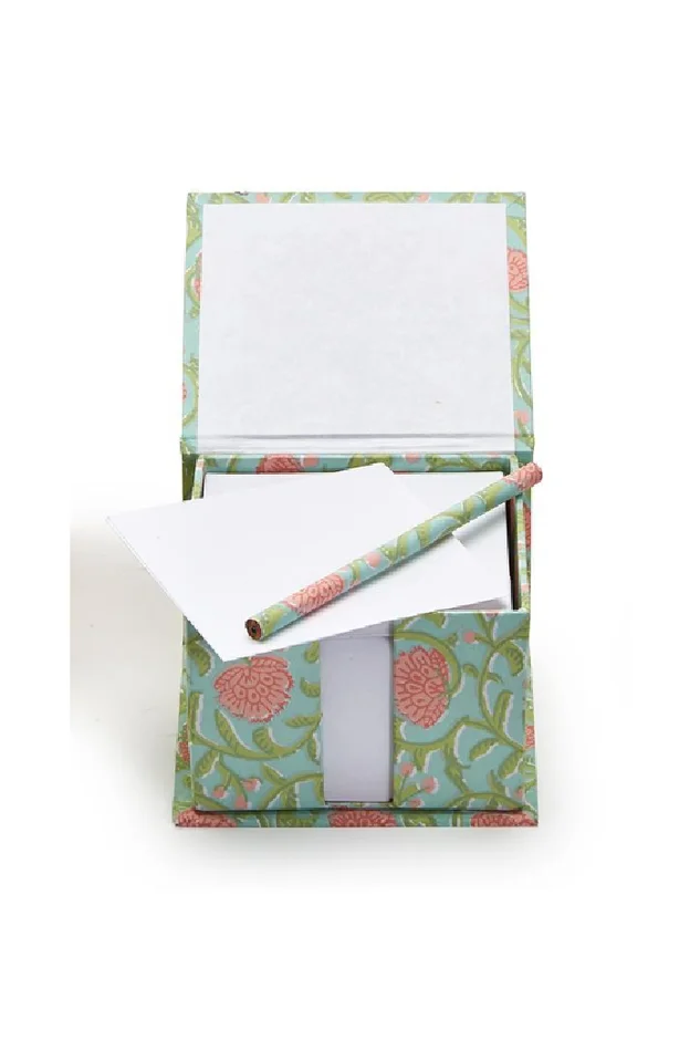FLORAL NOTE PAPER CADDY W/PENCIL