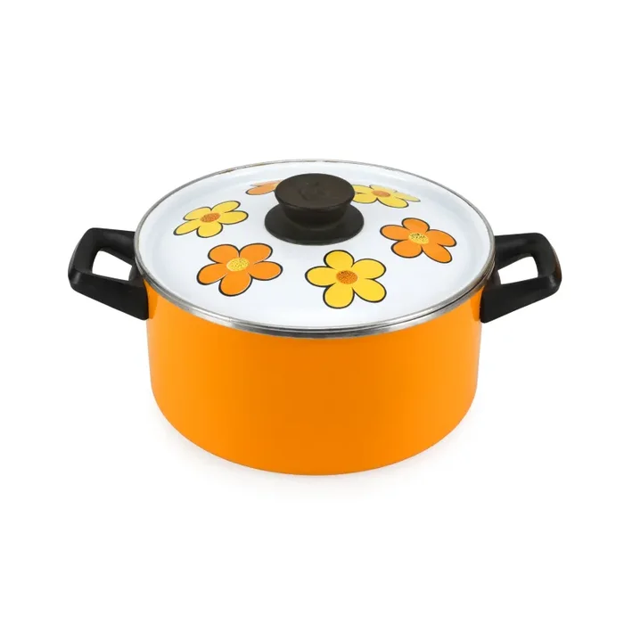 Floral / Orange / White Wide Cooking Pot