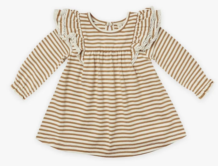 Flutter Dress (Long Sleeve) – Walnut Stripe
