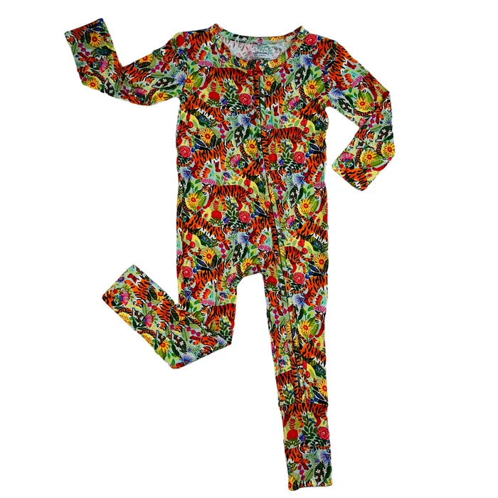 Footie (Zipper) – Floral Tiger