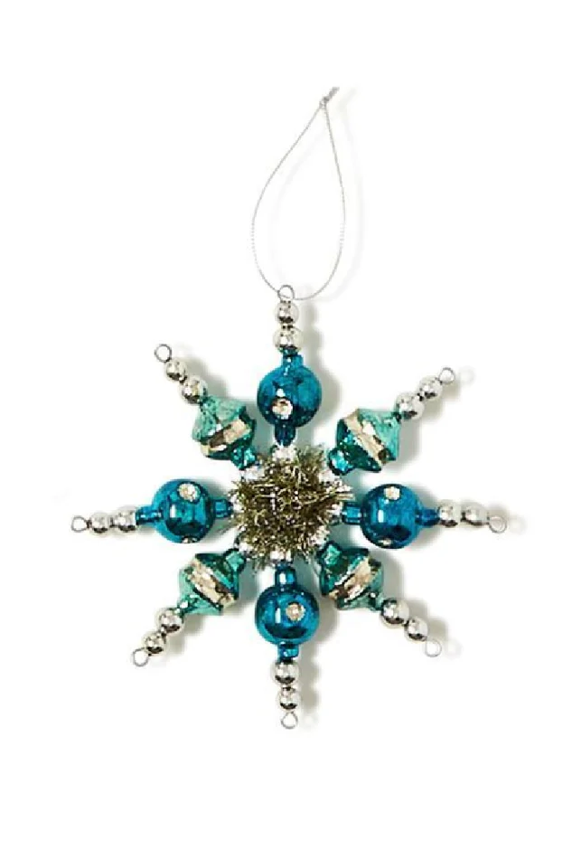 GLASS BEAD SNOWFLAKE ORNAMENT