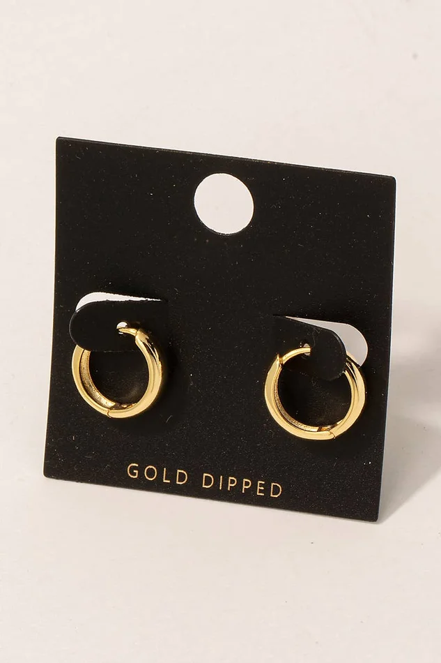 Gold Dipped Mini Hoop Huggie Earrings: Gold