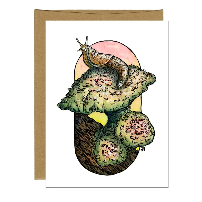 Greeting Card – Pink Mushroom Slug