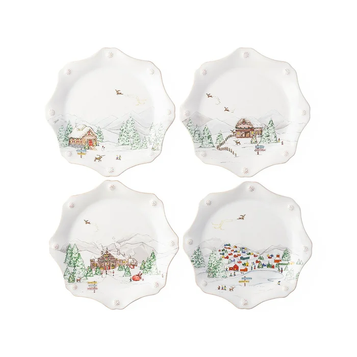 Juliska North Pole Scalloped Dessert/Salad Plate, Set Of 4