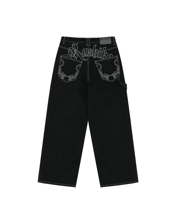 Kashiko Embroied Nonfade Denim Pants