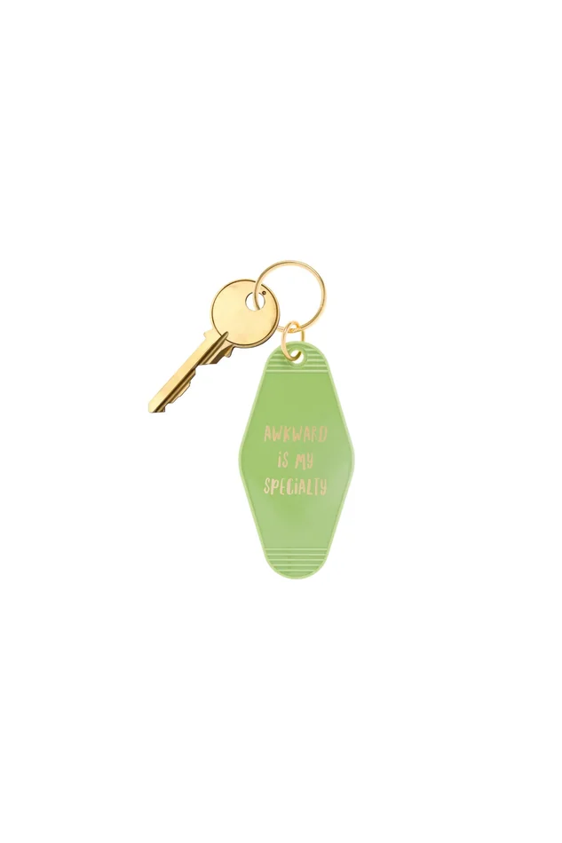 Keychain – Retro Motel “Akward Is My Speciality”