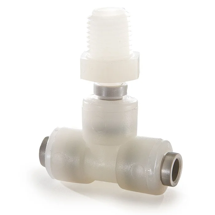 Kynar PVDF Male Branch Swivel Tee – 1/4 x 1/8 NPTF