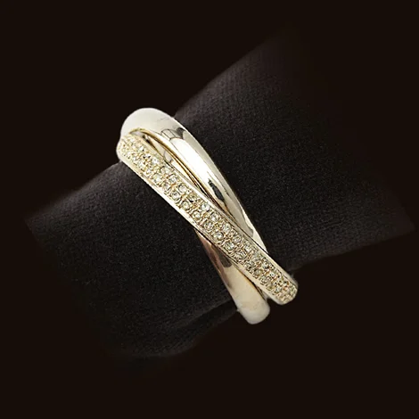 L’Objet 3 Ring Gold W/Yellow Crystal Napkin Rings, Set Of 4