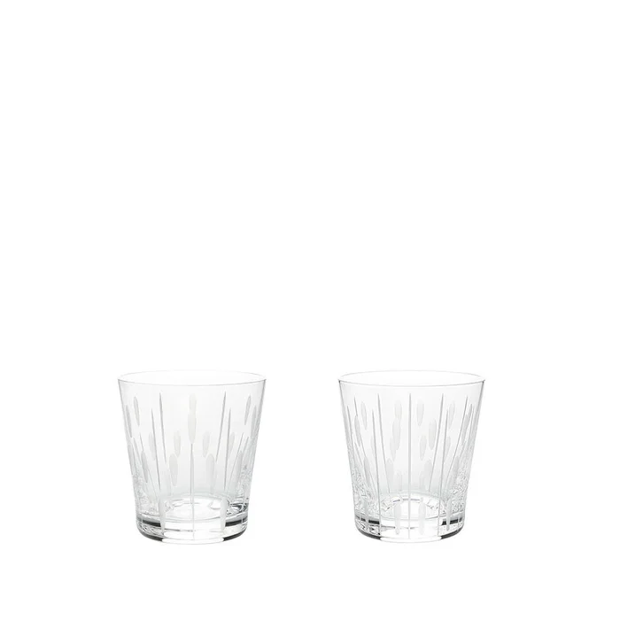 Lalique Set Of 2 Lotus Tumblers, Dew & Drops Motifs
