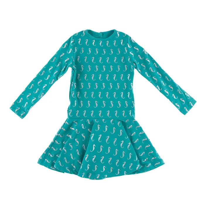 Last One – 2T: Luxe Keyhole Dress – Neptune Mini Seahorses
