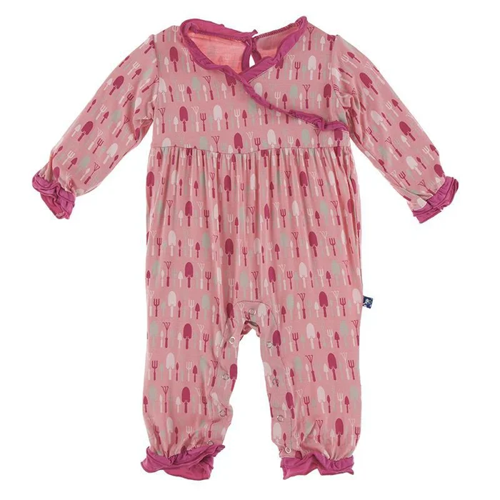 Last One – Size 0/3 Months: Kimono Ruffle Romper – Strawberry Garden Tools