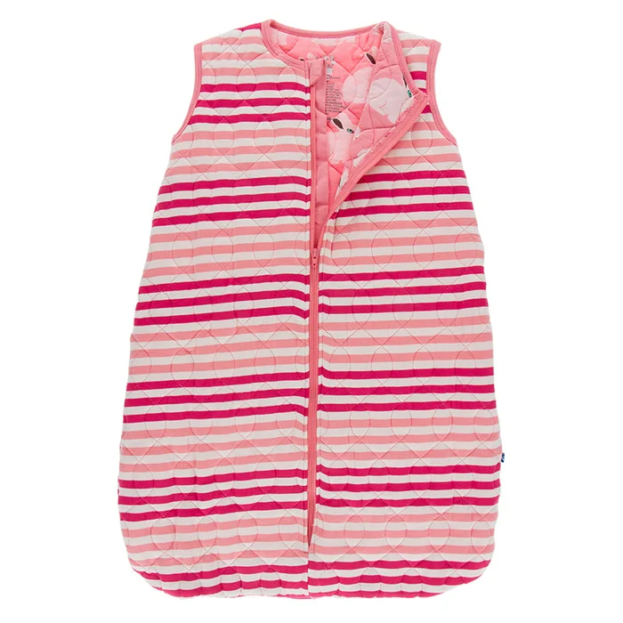 Last One – Size 0/6M: Quilted Sleep Sack – Forest Fruit Stripe with Strawberry Forest Rabbit