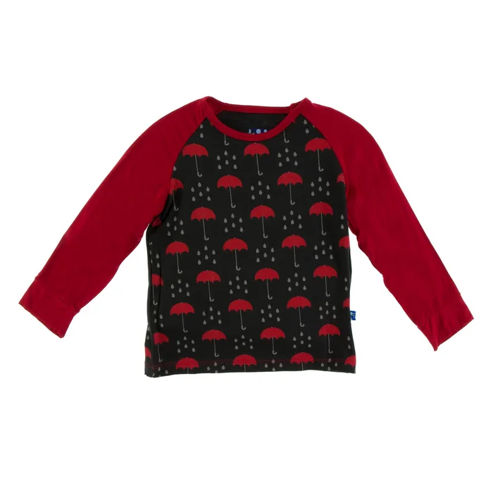 Last One – Size 2T: Raglan Tee (Long Sleeve) – Umbrellas and Rain Clouds