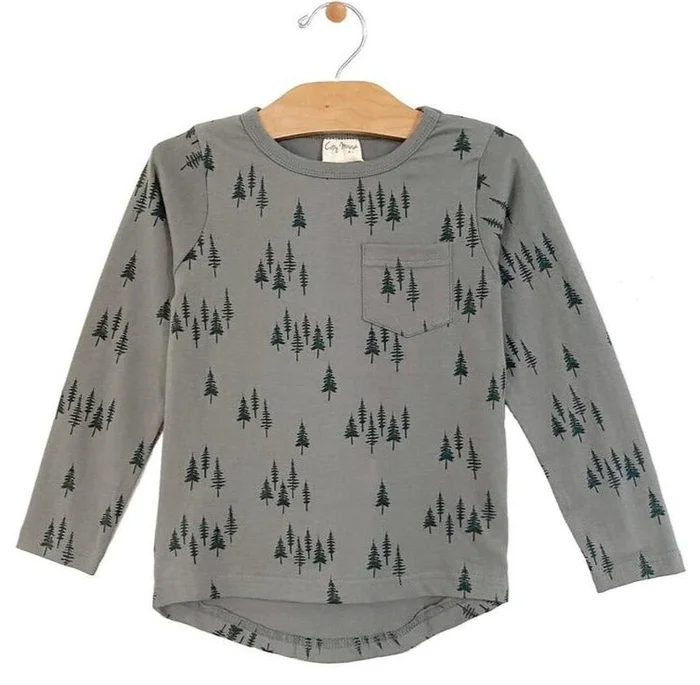 Last One – Size 4Y: Pocket Tee (Long Sleeve) – Trees