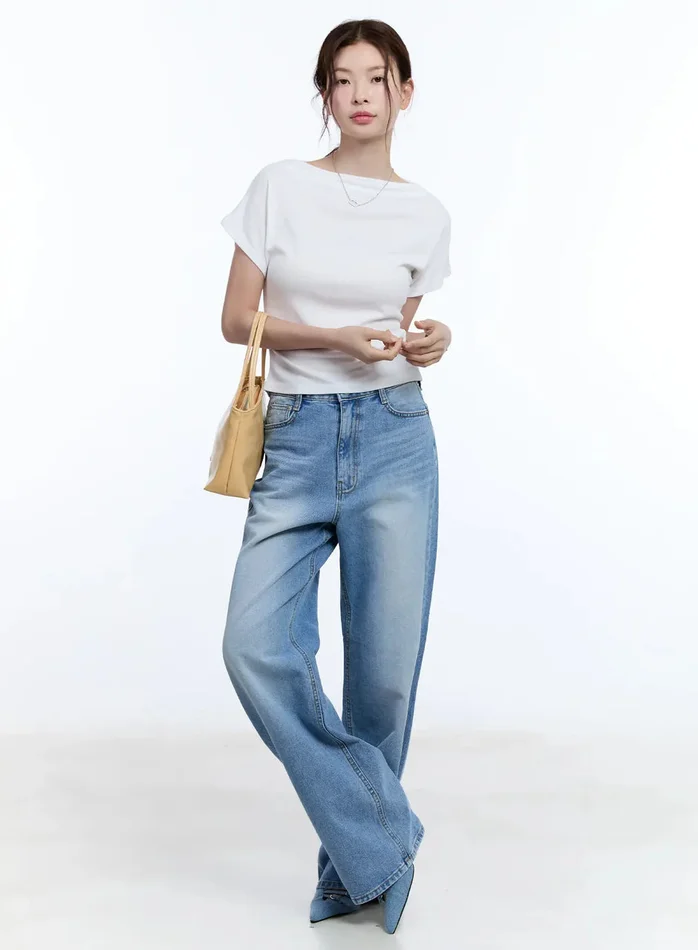 LEWKIN Mina Washed Wide-Leg Jeans