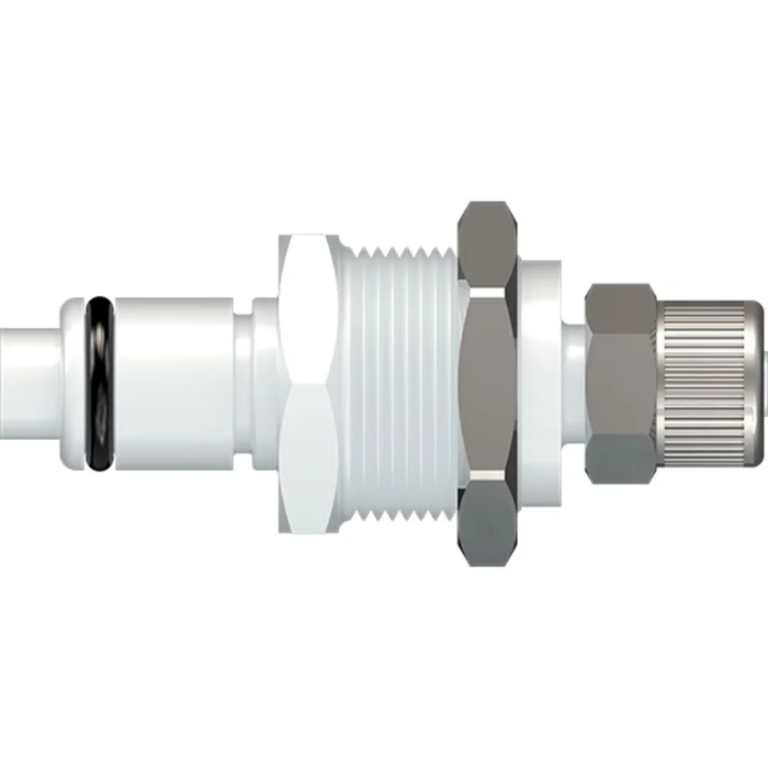 LinkTech 40AC Series Panel Mt. Male, Valved, 1/4″ PTF, Natural Acetal, Buna N