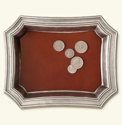 Match Pewter Change Tray W/Leather Insert