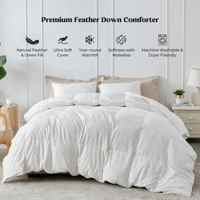 Medium Weight All Season White Goose Fiber Comforter Insert