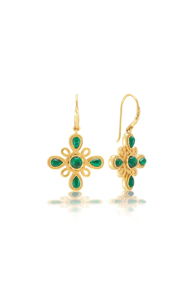 MONIQUE GEM DANGLE EARRING-MALACHITE