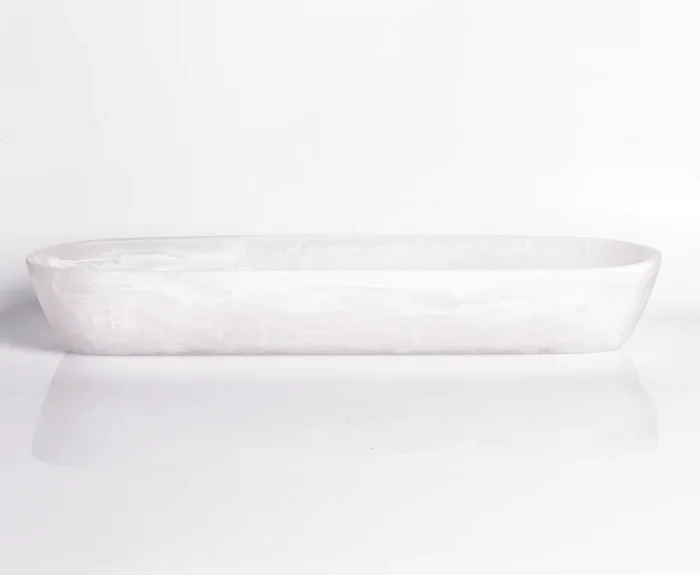 Nashi Home Resin White Swirl Jumbo Boat Bowl