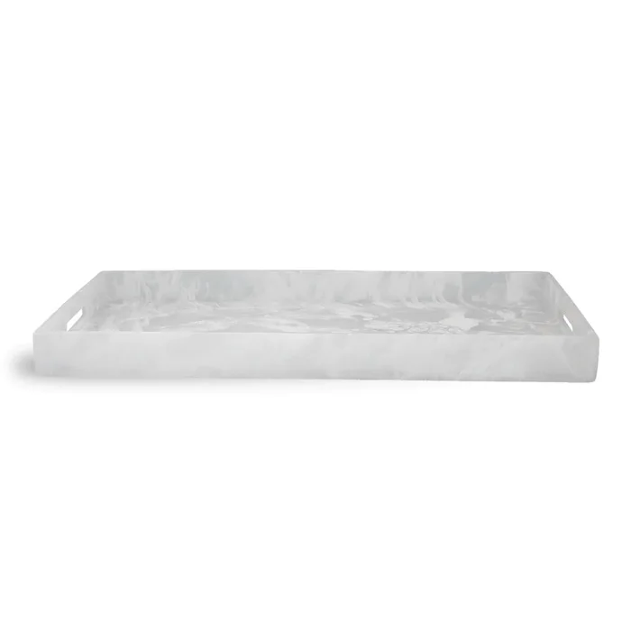 Nashi Home Resin White Swirl Signature Handled Tray