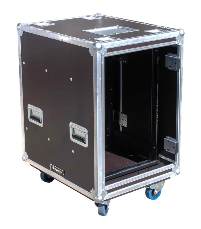 Odyssey OPSR16U243039WBRN, Professional 16U Brown Hex Board Slam Rack with Caster Wheels