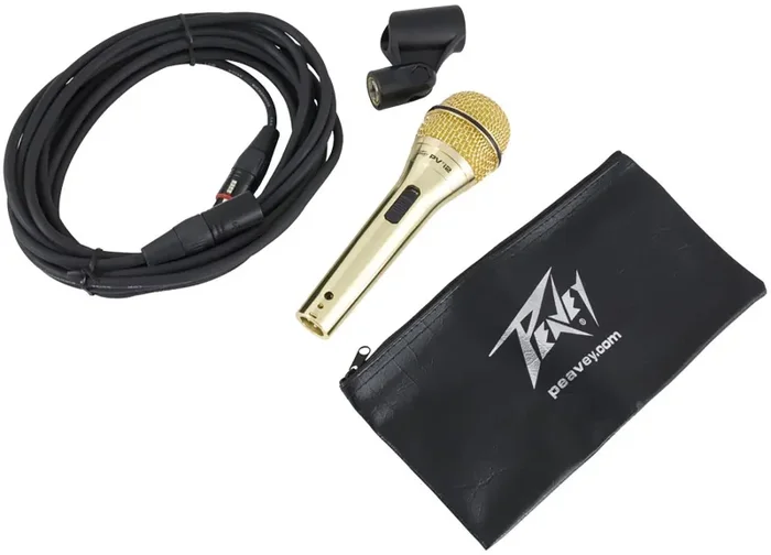 Open Box: Peavey PVI 2G Cardioid Unidirectional Dynamic Vocal Microphone with XLR Cable – Gold