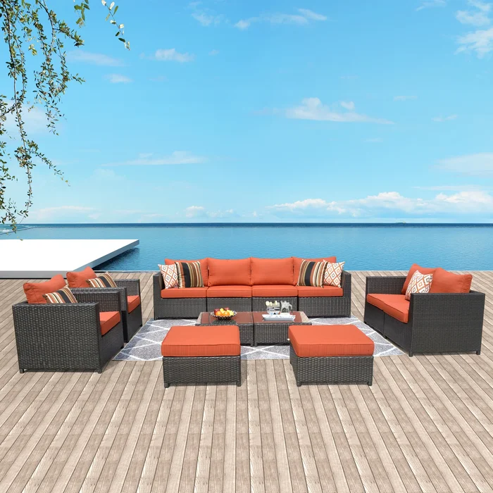 OVIOS Patio 12-piece Wicker Deep Seat Furniture Set