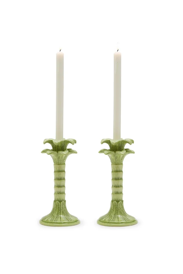 PALM CANDLESTICKS S/2