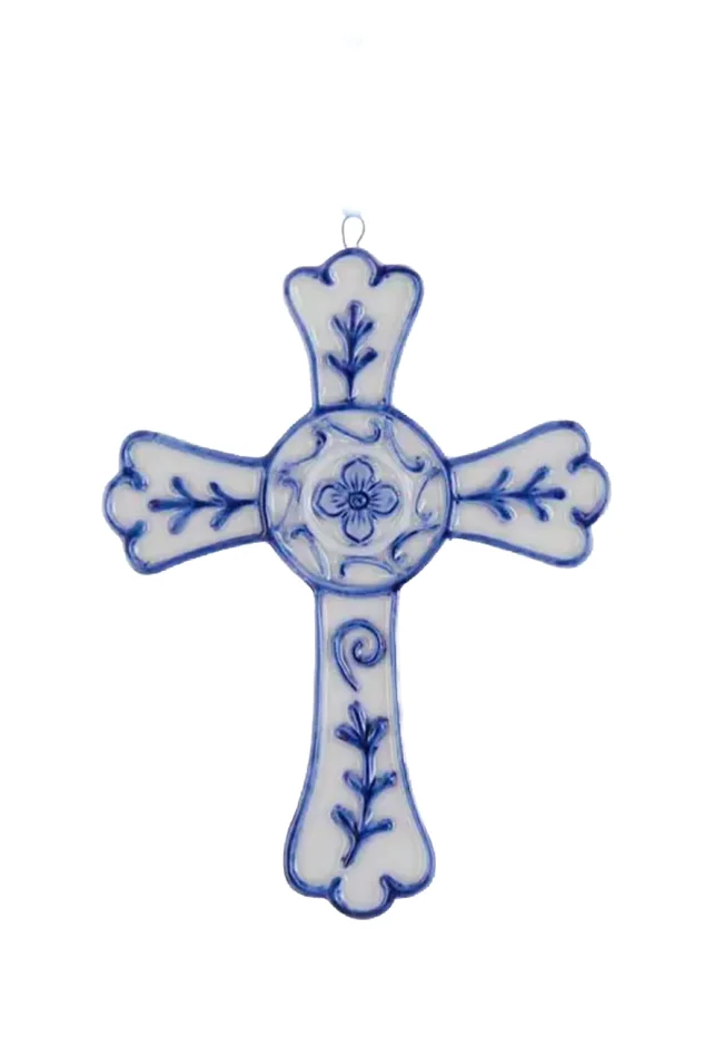Porcelain Delft Blue Cross Ornament