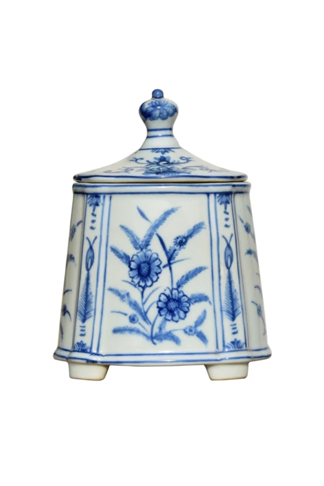 PORCELAIN TEA CADDY 8″ (BL/WHITE)