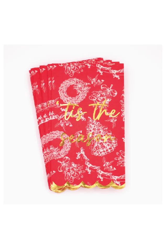 RED TOILE PAPER GUEST TOWEL