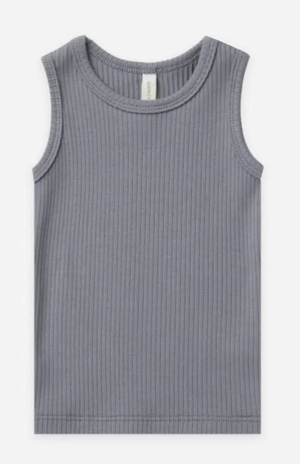 Ribbed Tank Top – Washed Indigo (Solid)