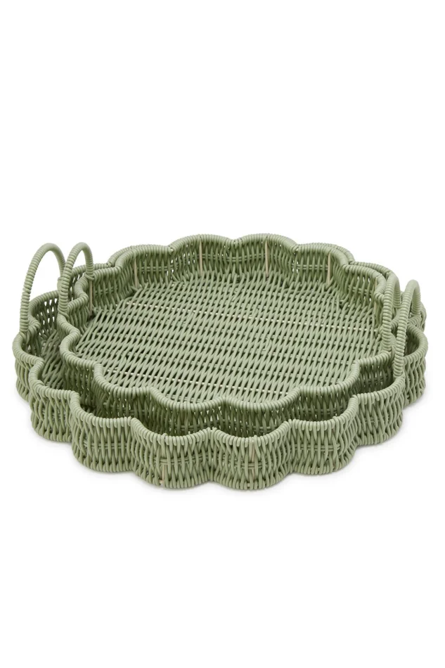 ROUND SCALLOPED TRAY-GREEN