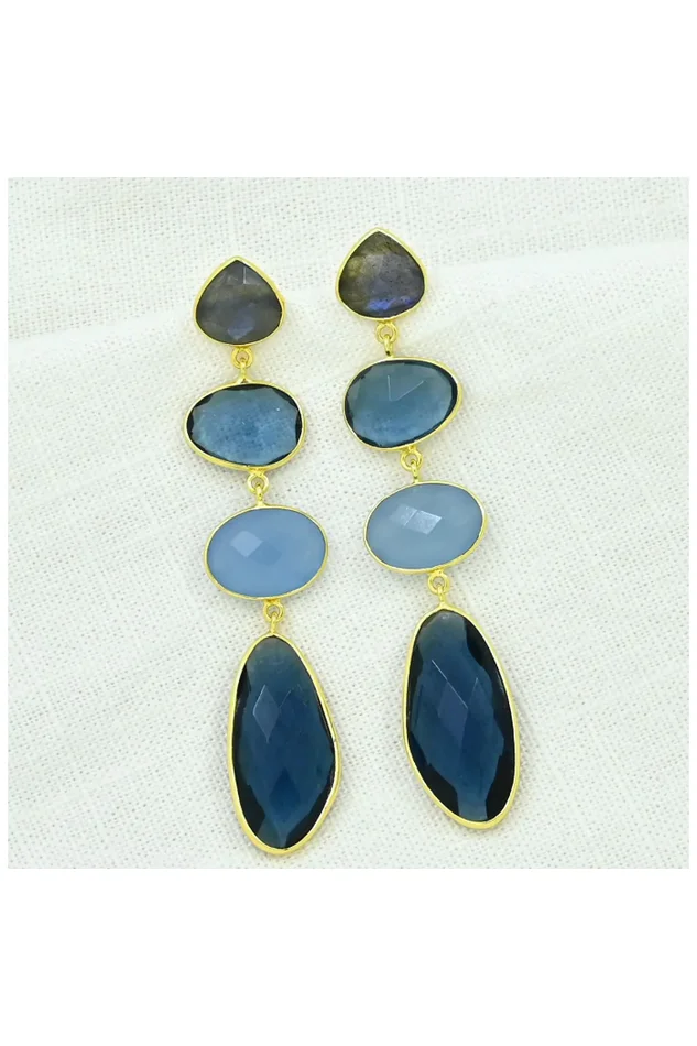 SHOWSTOPPER EARRINGS LABRADORITE & PURPLE JADE