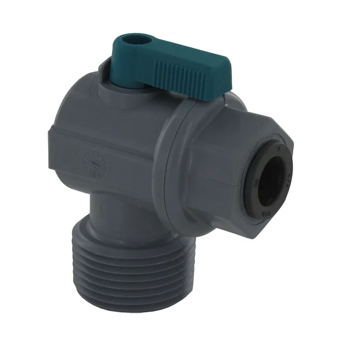Shut-Off Valve-PVC Elbow Male NPT – 1/4 Push-in x 3/4 Male NPT