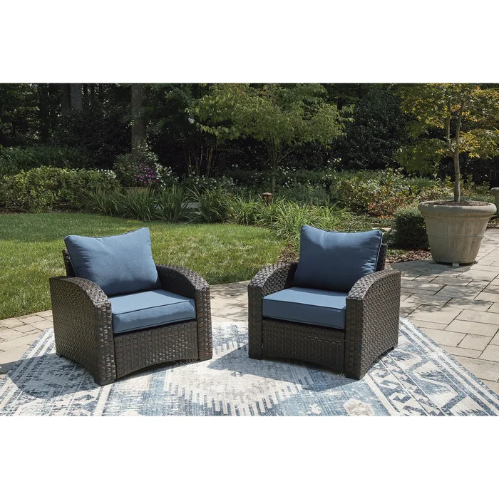 Signature Design by Ashley Windglow Blue/Brown Outdoor Lounge Chair with Cushion – 32.25″ W x 31″ D x 36″ H