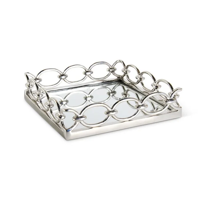 Silver Link Edge Mirrored 12.25″ Tray
