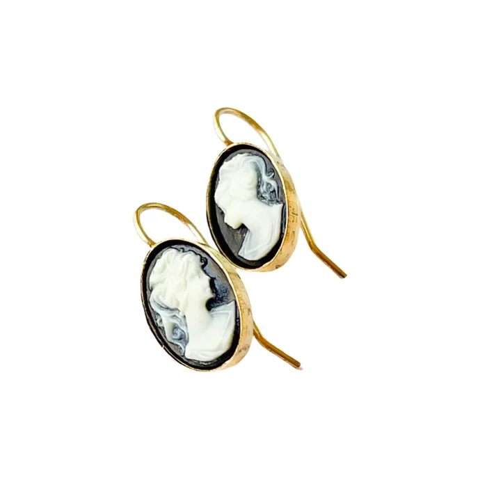 Small Black Cameo Earrings