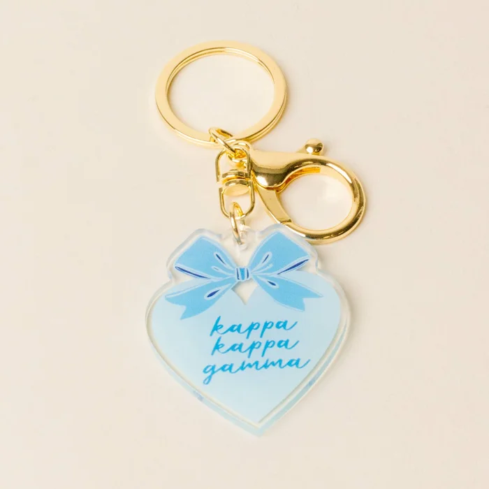 Sorority Sweetheart Bow Acrylic Keychain: Kappa Kappa Gamma