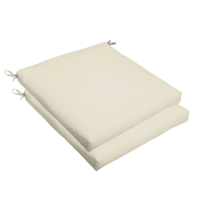 Sorra Home Ivory 19 x 2.5-inch Chair Cushion – Bristol (Set of 2)