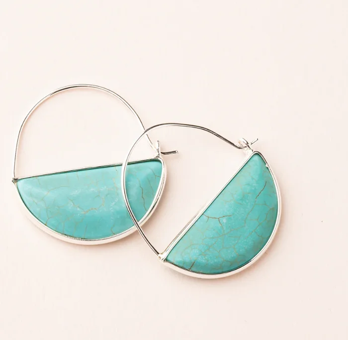 Stone Prism Hoop – Turquoise/Silver