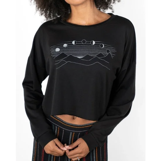 Sweatshirt (Crop) – Crescent Moon Phases Black – One Size