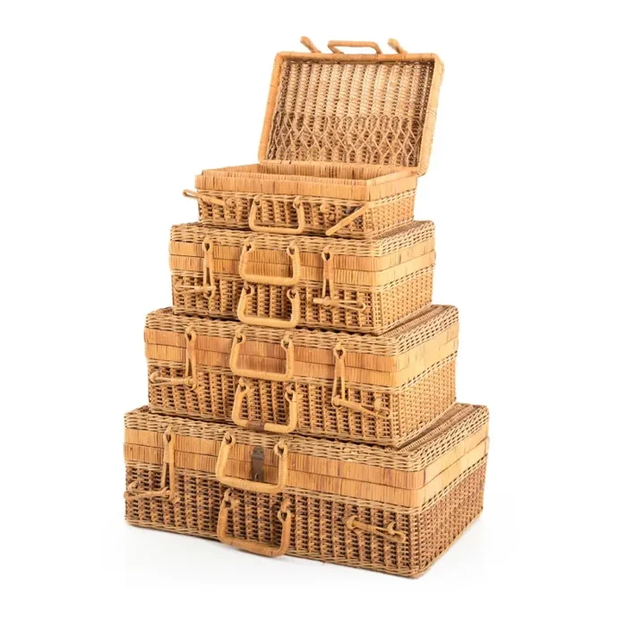 Tan 4 Piece Wicker Luggage Set on Sale