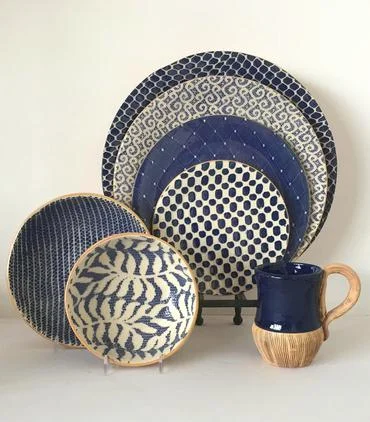 Terrafirma 13″ Paisley Cobalt Round Bowl