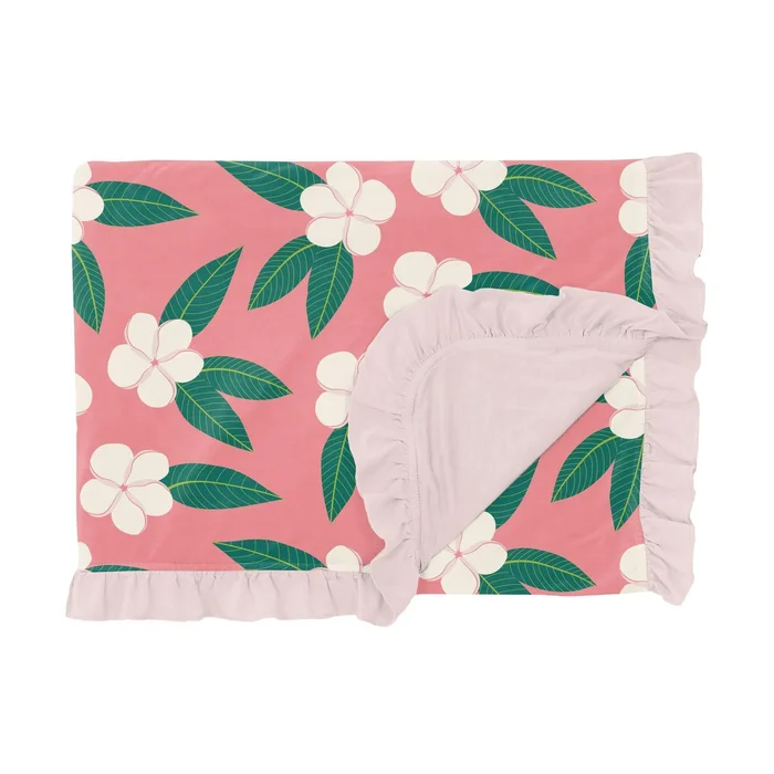 Throw Blanket with Ruffles (Double Layer) – Strawberry Plumeria