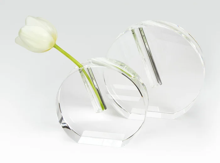 Tizo Design Crystal Round Flat Small Bud Vase
