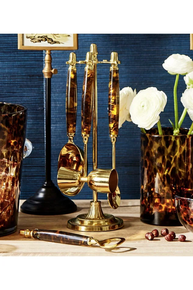 TORTOISE PRINT BAR SET WITH STAND 4PC