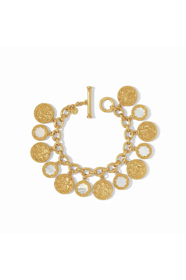 Trieste Coin Charm Bracelet Gold Mother of Pearl