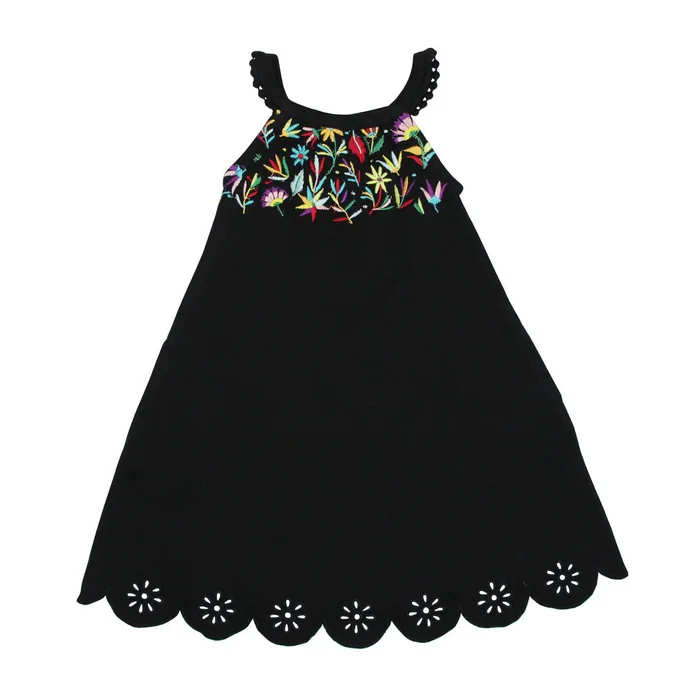 Twirl Dress (Pockets) – Black Floral Embroidered